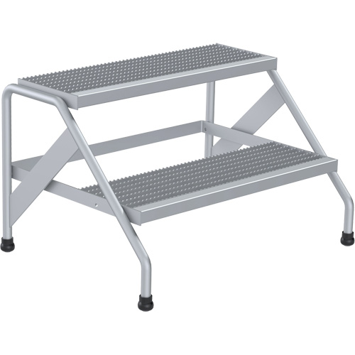Aluminum Step Stand, 2 Step(s), 32-13/16" W x 24-9/16" L x 20" H, 500 lbs. Capacity TGS INDUSTRIEL
