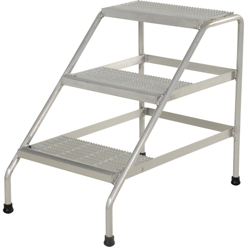 Aluminum Step Stand, 3 Step(s), 22-13/16" W x 34-9/16" L x 30" H, 500 lbs. Capacity TGS INDUSTRIEL