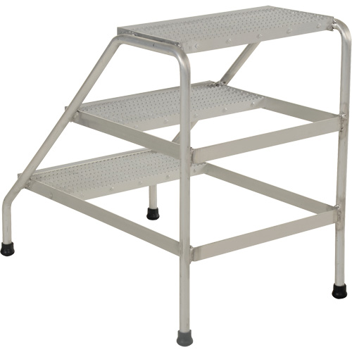 Aluminum Step Stand, 3 Step(s), 22-13/16" W x 34-9/16" L x 30" H, 500 lbs. Capacity TGS INDUSTRIEL