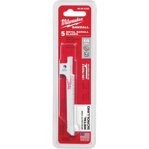 Sawzall&reg; Reciprocating Saw Blade, Bi-Metal, 14 TPI, 3-5/8" L x 5/16" W TGS INDUSTRIEL