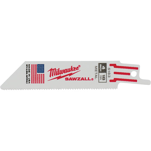 Sawzall&reg; Reciprocating Saw Blade, Bi-Metal, 18 TPI, 4" L x 3/4" W TGS INDUSTRIEL