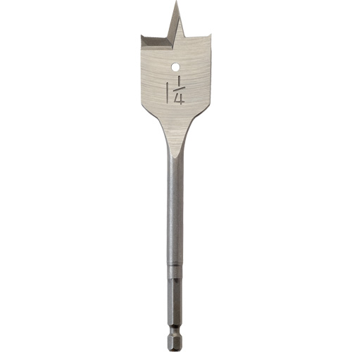 Flat Boring Bit, 1-1/4" Diameter, 1/4" Hex Shank, 6" Length TGS INDUSTRIEL