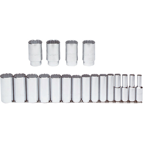 Jeu de douilles, 19 Mcx, Prise de 1/2", Profond TGS INDUSTRIEL