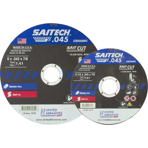 Cut-Off Wheel, 17" x 0.045", 5/8" Arbor, Type 1, Aluminum Oxide/Ceramic, 8500 RPM TGS INDUSTRIEL