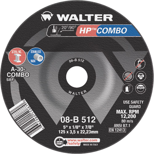 Meule combin&eacute;e HP Combo &agrave; moyeu d&eacute;port&eacute;, 5" x 1/8", Arbre de 7/8", Type 27 TGS INDUSTRIEL