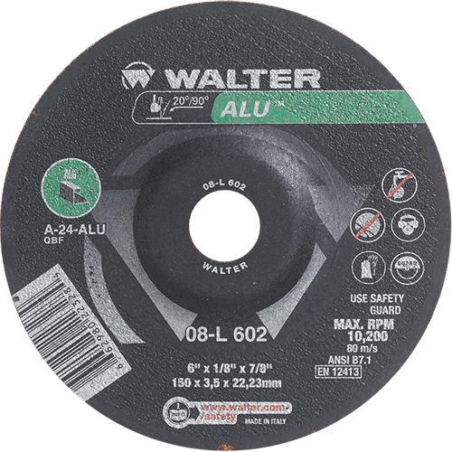 Depressed Centre Grinding Wheels - Aluminium Type 27, 6" x 1/8", 7/8" Arbor, Type 27 TGS INDUSTRIEL