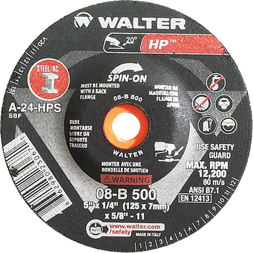 HP Spin-On Grinding Wheel, 5" x 1/4", 5/8"-11 Arbor, Type 27S TGS INDUSTRIEL