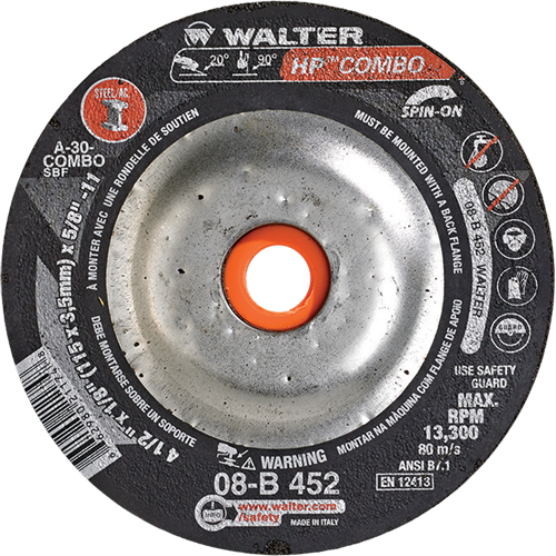 Meule combin&eacute;e HP Combo vissable, 4-1/2" x 1/8", Arbre de 5/8"-11, Type 27S TGS INDUSTRIEL