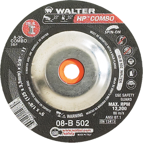 Meule combin&eacute;e HP Combo vissable, 5" x 1/8", Arbre de 5/8"-11, Type 27S TGS INDUSTRIEL