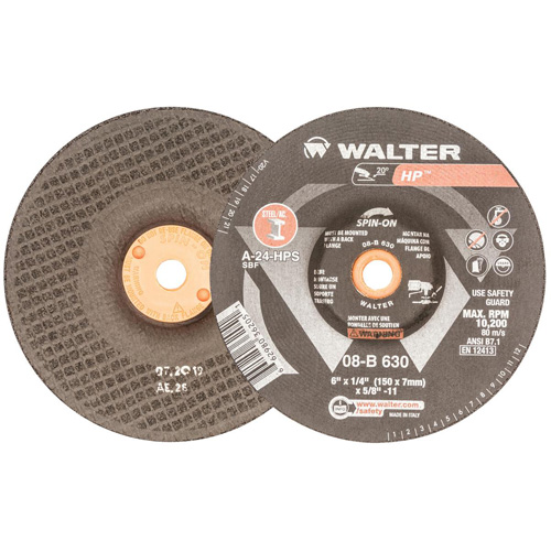 Disque de meulage et tronçonnage HP, 6" x 1/4", Arbre 5/8"-11, Oxyde d'aluminium, Type 27 TGS INDUSTRIEL