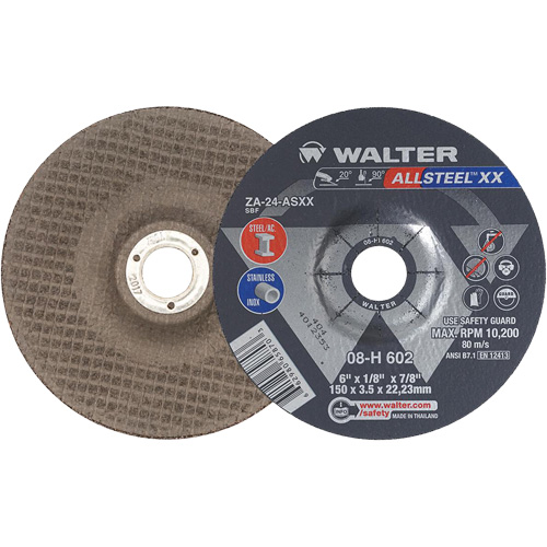 Meules &agrave; moyeu d&eacute;port&eacute; ALLSTEEL XX, 6" x 1/8", Arbre de 7/8", Type 27, Alumine de zirconium, 10 200 Tr/min TGS INDUSTRIEL
