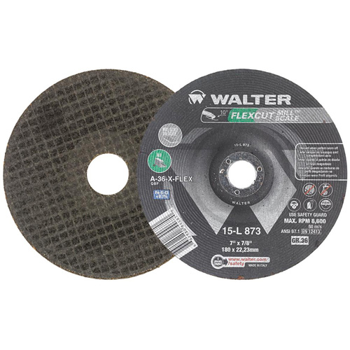 Meule FLEXCUT MILL SCALE, 7", 36 Grain, Oxyde d'aluminium, 7/8", 8600 Tr/min, Type 29 TGS INDUSTRIEL