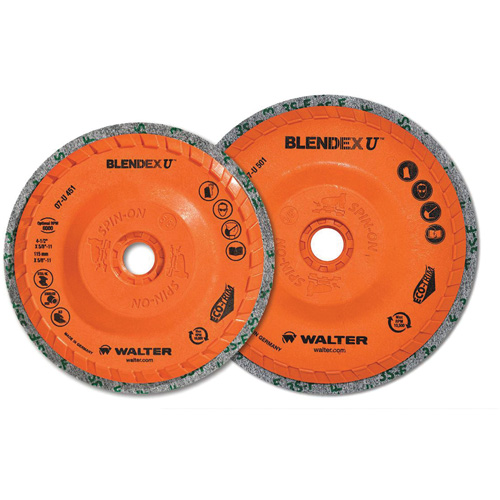 Brosse coupe de finition Blendex U, 4-1/2" dia., Grain Fin, Carbure de silicium TGS INDUSTRIEL