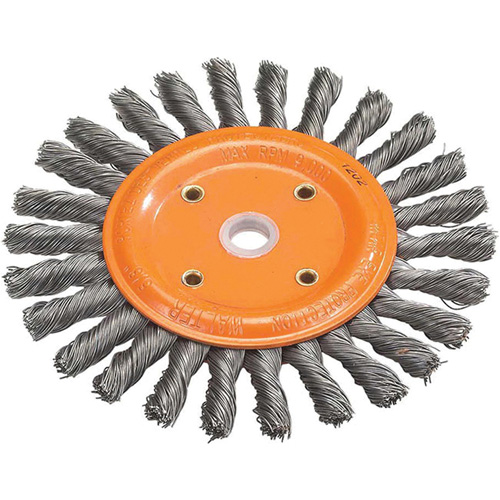 Disque &agrave; fils nou&eacute;s torsad&eacute;s d'&eacute;tabli, Dia. 6", Fils 0,0118", Arbre 5/8", Acier TGS INDUSTRIEL