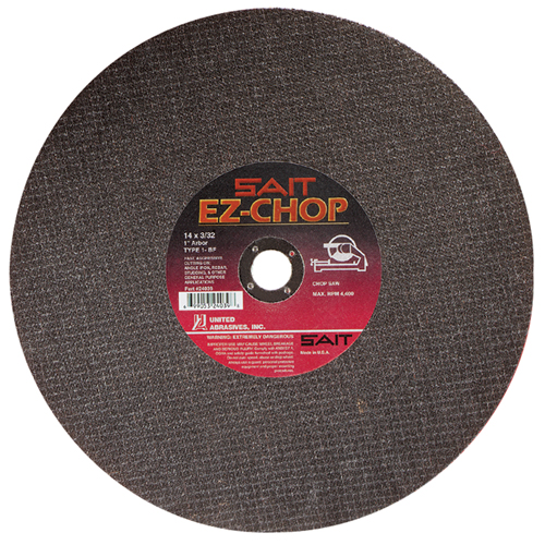 EZ-Chop&reg; Chop Saw Wheel, 14" x 3/32", 1" Arbor, Type 1, Aluminum Oxide, 4400 RPM TGS INDUSTRIEL