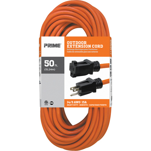 Cordon rallonge en vinyle, Ext&eacute;rieur, SJTW, AWG 14/3, 15 A, 50' TGS INDUSTRIEL