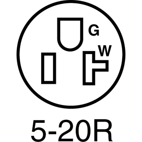 2-Pole 3-Wire Grounding Straight Blade Connector, 5-20P, Nylon TGS INDUSTRIEL