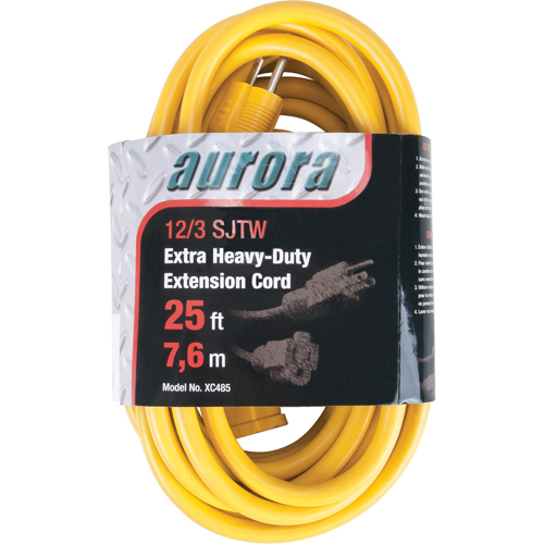 Cordon rallonge en vinyle, Ext&eacute;rieur, SJTW, AWG 12/3, 15 A, 25' TGS INDUSTRIEL