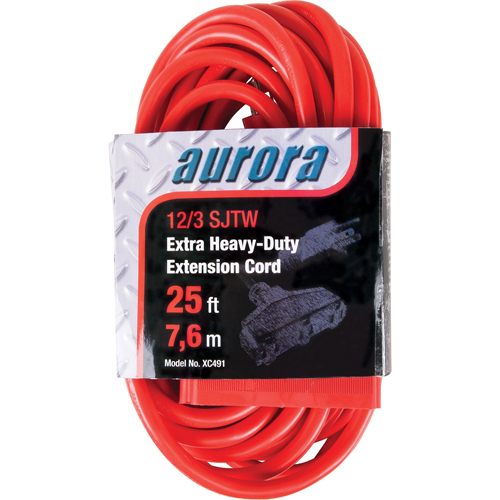 Vinyl Extension Cord, Outdoor, SJTW, 12/3 AWG, 15 A, 3 Outlet(s), 25' TGS INDUSTRIEL