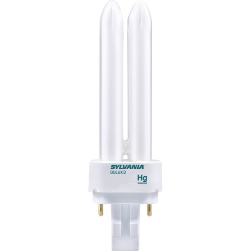 Dulux&reg; D Preheat Double-Tube Compact Fluorescent Lamp, D (T4), 26 W, 4100 K, G24Q-3 Base, 10000 hrs. TGS INDUSTRIEL
