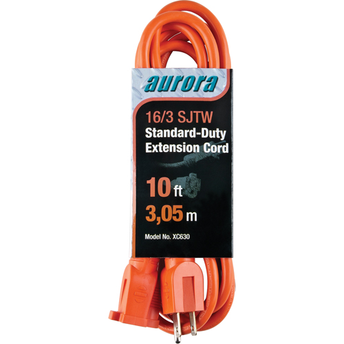 Cordon rallonge, Int&eacute;rieur/ext&eacute;rieur, SJTW, AWG 16/3, 13 A, 10' TGS INDUSTRIEL