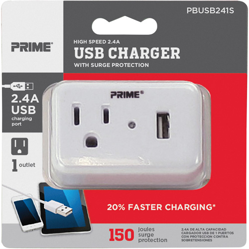 Chargeur USB Prime avec protection contre la surtension TGS INDUSTRIEL