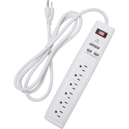 USB Charging Surge Protector, 6 Outlets, 1200 J, 1875 W, 6' Cord TGS INDUSTRIEL