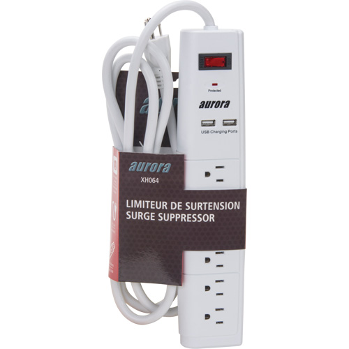 USB Charging Surge Protector, 6 Outlets, 1200 J, 1875 W, 6' Cord TGS INDUSTRIEL