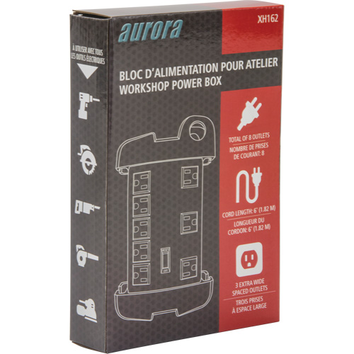 Workshop Surge Protector Power Strip, 8 Outlets, 1350 J, 1875 W, 6' Cord TGS INDUSTRIEL