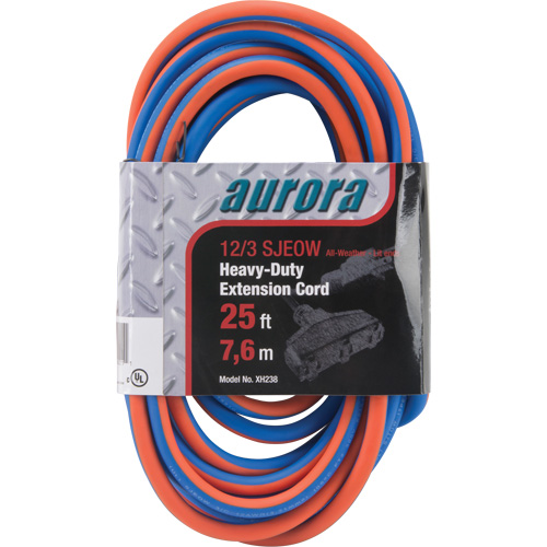 TPE-Rubber Extension Cord with Light Indicator, All-Weather, SJEOW, 12/3 AWG, 15 A, 3 Outlet(s), 25' TGS INDUSTRIEL