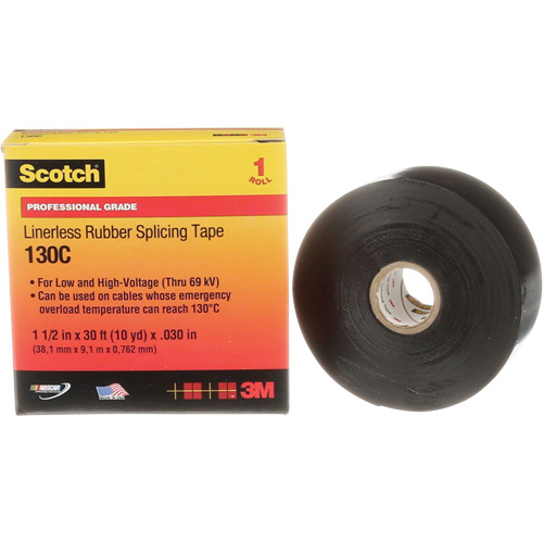 Scotch&reg; Linerless Rubber Splicing Tape, 38 mm (1-1/2") " W, 9 m (30') " L TGS INDUSTRIEL