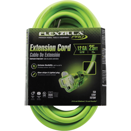 Cordon rallonge industriel Flexzilla Pro, Toutes saisons, SJTW, AWG 12/3, 15 A, 25' TGS INDUSTRIEL