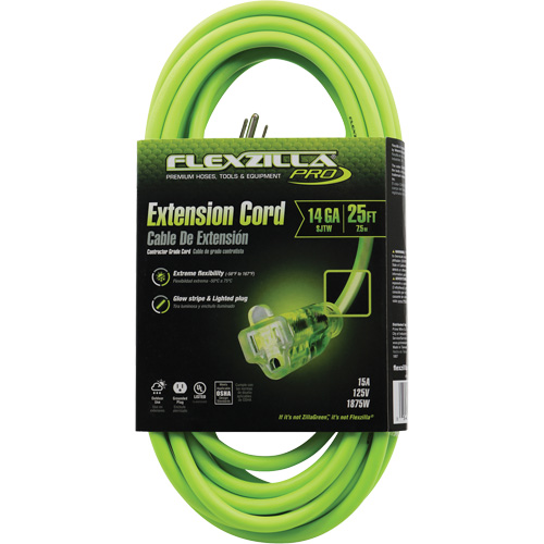 Flexzilla&reg; Pro Industrial Extension Cord, All-Weather, SJTW, 14/3 AWG, 15 A, 25' TGS INDUSTRIEL
