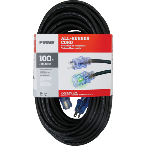 Cordon rallonge All-Rubber, Ext&eacute;rieur, SJOOW, AWG 14/3, 15 A, 100' TGS INDUSTRIEL