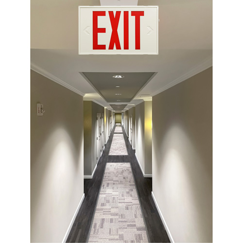 Exit Sign, LED, Battery Operated/Hardwired, 12-1/5" L x 7-1/2" W, English TGS INDUSTRIEL
