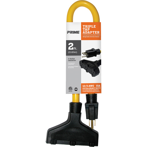Triple Tap Adapter, Outdoor, STW, 12/3 AWG, 15 A, 3 Outlet(s), 2' TGS INDUSTRIEL