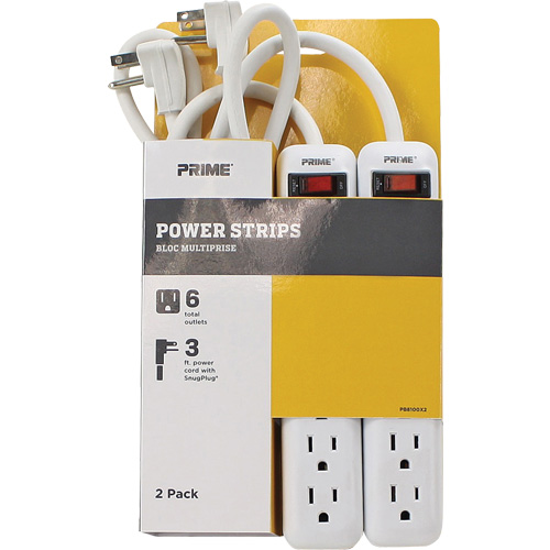 Bloc multiprise paquet de 2, 6 Prise(s), 3', 15 A, 1875 W, 125 V TGS INDUSTRIEL
