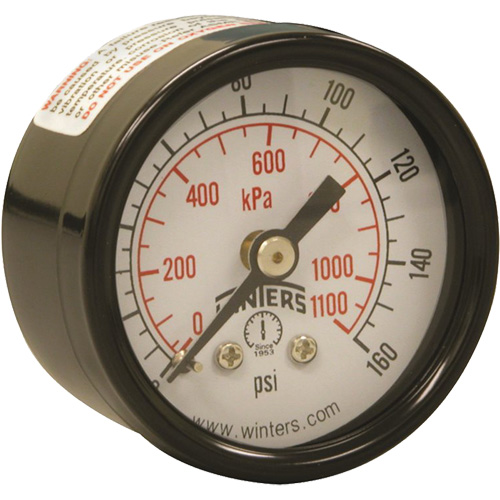 Economy Pressure Gauge, 1-1/2" , 0 - 160 psi, Back Mount, Analogue TGS INDUSTRIEL