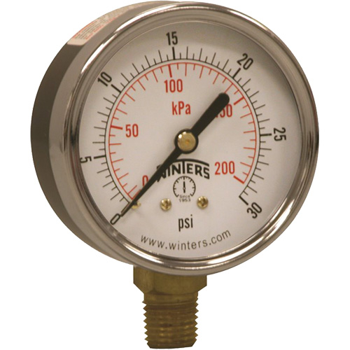 Manom&egrave;tre &eacute;conomique,  2-1/2", 0 - 30 psi, Fixation inf&eacute;rieure, Analogique TGS INDUSTRIEL