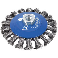 Knot Twisted Conical Bevel Brush, 5" Dia., 0.02" Fill, 5/8"-11NC Arbor TGS INDUSTRIEL