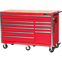 PRC5610 Armoire &agrave; rouleaux s&eacute;rie Pro, 10 tiroirs, 55-9/10" la x 24-1/10" p x 39-7/10" h, Rouge TGS INDUSTRIEL