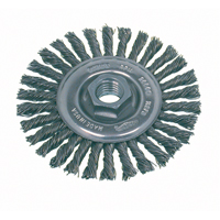 Brosse rotative &agrave; fils nou&eacute;s pour petites meuleuses haute vitesse, pour passe de fond, Dia. 4", Fils 0,02", Arbre 5/8"-11, Acier TGS INDUSTRIEL