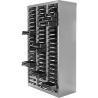 KPC-300 Parts Cabinet, Galvanized Steel, 60 Drawers, 21-3/10" x 10-2/5" x 36-9/10", Grey TGS INDUSTRIEL