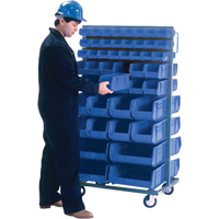 Support mobile deux c&ocirc;t&eacute;s pour bacs, &agrave; deux c&ocirc;t&eacute;s, 96 bacs, 36" la x 24" p x 63" h TGS INDUSTRIEL