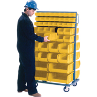 Support mobile deux c&ocirc;t&eacute;s pour bacs, &agrave; deux c&ocirc;t&eacute;s, 96 bacs, 36" la x 24" p x 63" h TGS INDUSTRIEL