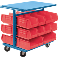 Chariot &agrave; bacs avec bacs, &agrave; deux c&ocirc;t&eacute;s, 20 bacs, 24" la x 38-1/2" p x 36-1/2" h TGS INDUSTRIEL