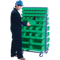 Support mobile deux c&ocirc;t&eacute;s pour bacs, &agrave; deux c&ocirc;t&eacute;s, 96 bacs, 36" la x 24" p x 63" h TGS INDUSTRIEL