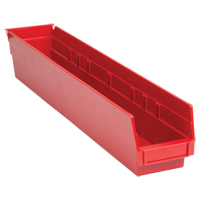 Bacs de rangement pour tablettes, 4-1/8" la x 4" H x 23-5/8" p, Rouge, Capacit&eacute; 50 lb TGS INDUSTRIEL