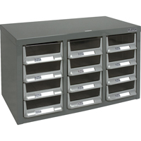 KPC-100 Parts Cabinet, Galvanized Steel, 12 Drawers, 23" x 11-2/5" x 13-4/5", Grey TGS INDUSTRIEL