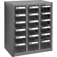 KPC-600 Parts Cabinet, Galvanized Steel, 18 Drawers, 13-9/10" x 8-7/10" x 16-3/10", Grey TGS INDUSTRIEL